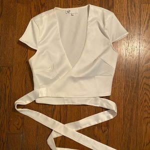 Satin wrap crop top